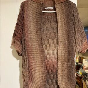 Brown Knit Open Cardigan